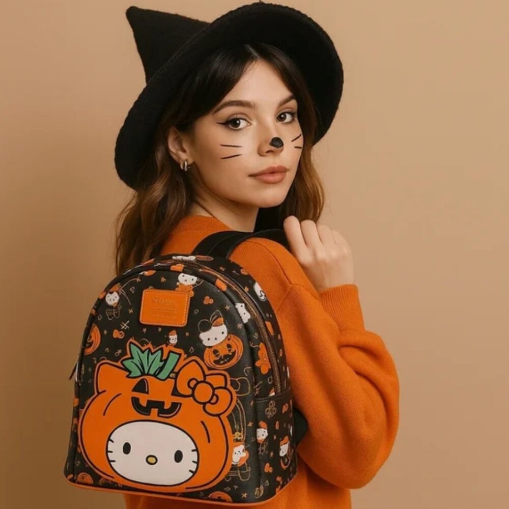 Loungefly Bags Hello Kitty Sanrio Halloween Pumpkin Mini Backpack - NWOT - Picture 4 of 4